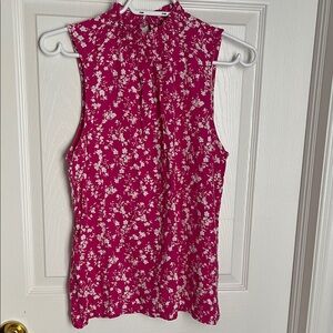 Twik Fuchsia and White Floral Sleeveless Blouse